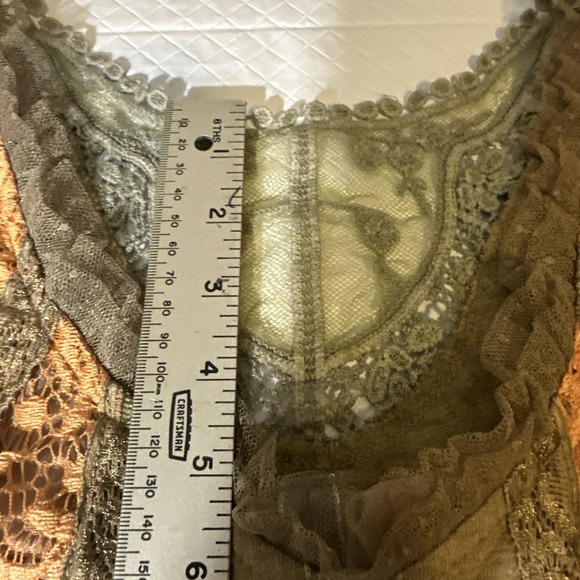 Pretty Angel Sz XL Sleeveless Top Taupe Lace Linen Boho Regency Victorian Lace - Picture 7 of 16